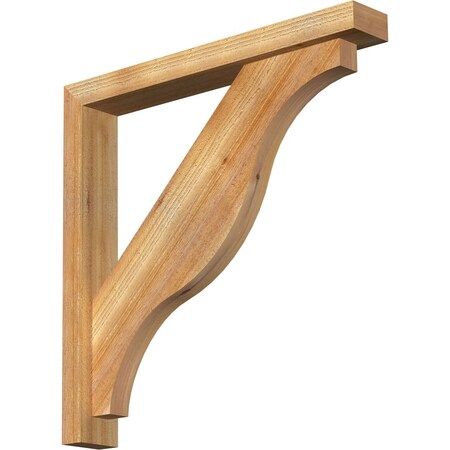 Ekena Millwork Funston Block Rough Sawn Bracket w/ Offset Brace, Western Red Cedar, 4"W x 28"D x 28"H BKT0402X28X28FST05RWR